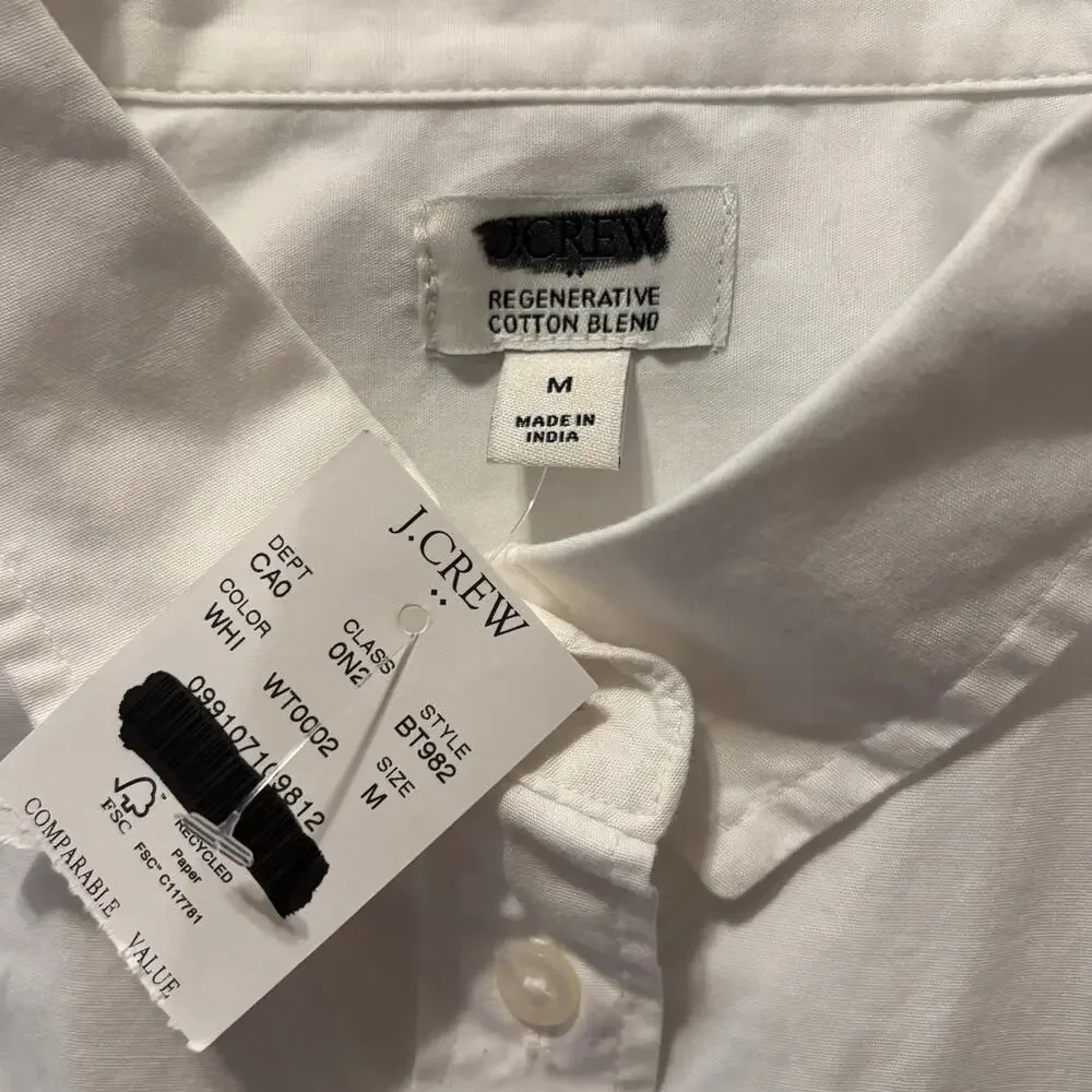 J Crew Women's Medium Shirt Sleeveless Cotton Poplin Button Front Signature Fit